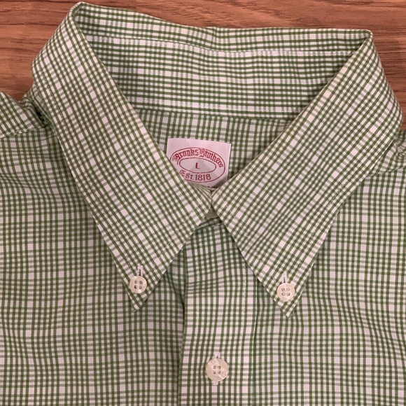Brooks Brothers Green Striped L/S Dress Shirt L - Picture 3 of 6